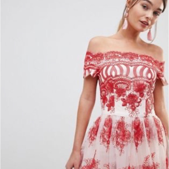 Chi Chi London Addy Red Embroidered Dress - Picture 5 of 13